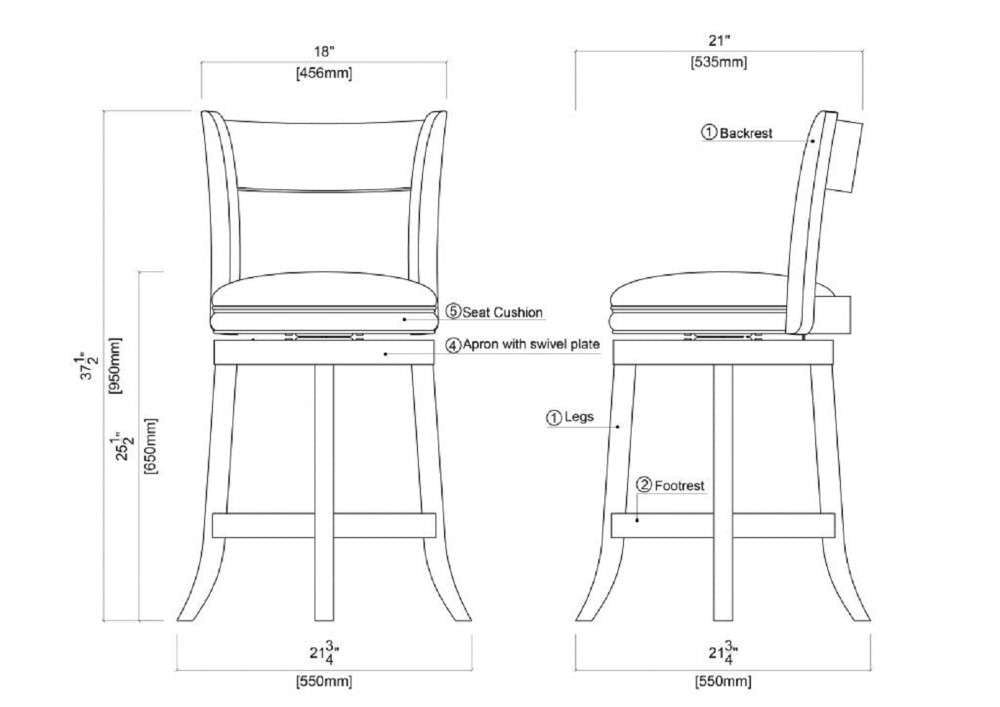 Boraam - 24in Palmetto Swivel Stool in Fruitwood - 45124 veiw 3