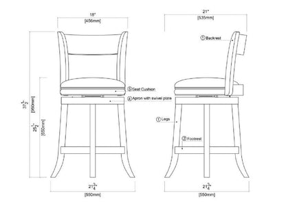 Boraam - 24in Palmetto Swivel Stool in Fruitwood - 45124 veiw 3