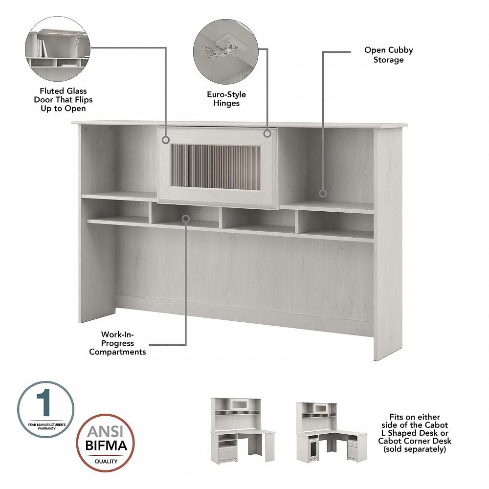 Bush Furniture - Cabot 60W L Shaped Computer Desk with Hutch in Linen White Oak - CAB001LW veiw 4