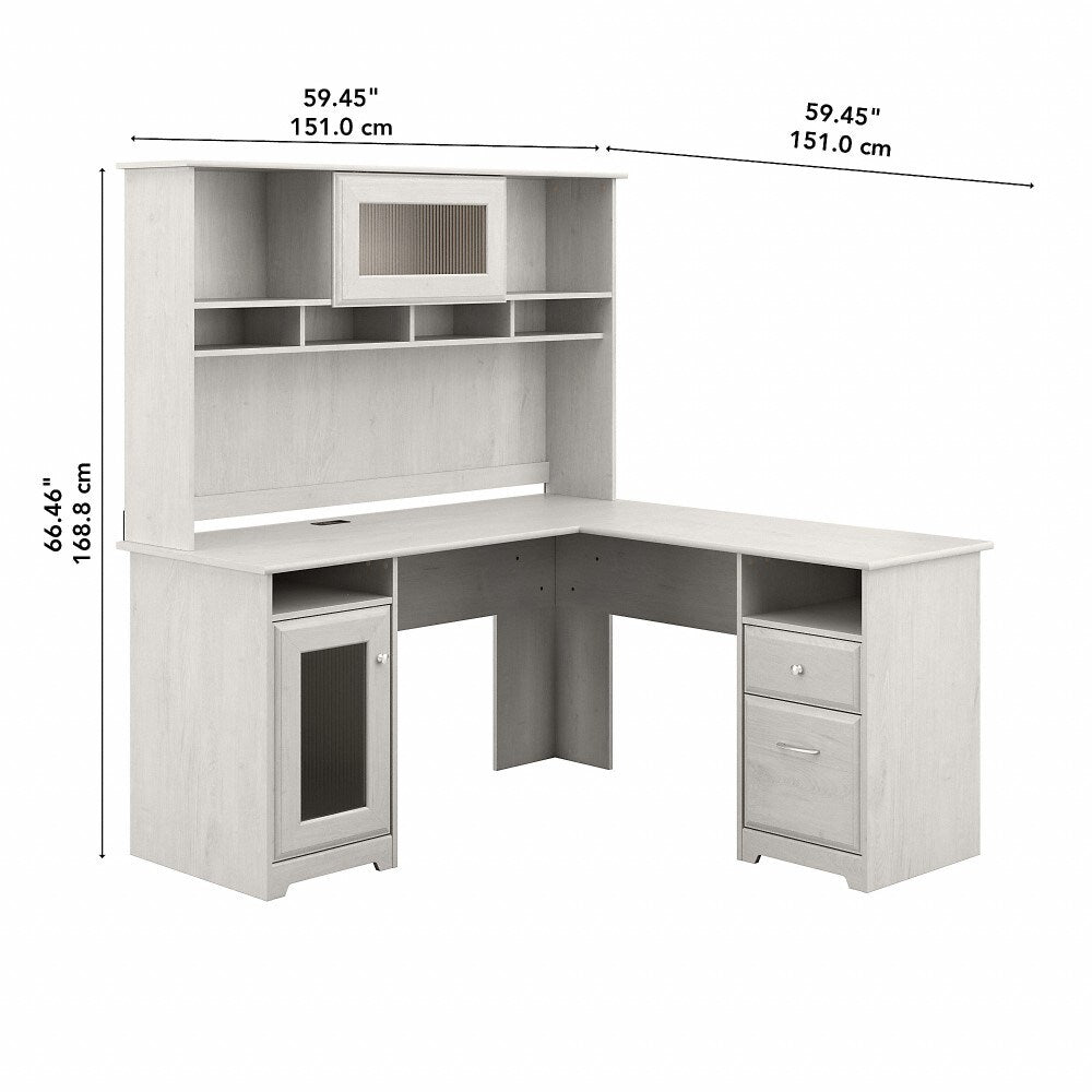 Bush Furniture - Cabot 60W L Shaped Computer Desk with Hutch in Linen White Oak - CAB001LW veiw 6