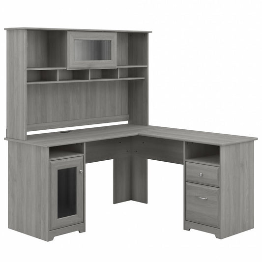 Bush Furniture - Cabot 60W L Shaped Computer Desk with Hutch in Modern Gray - CAB001MG veiw 1