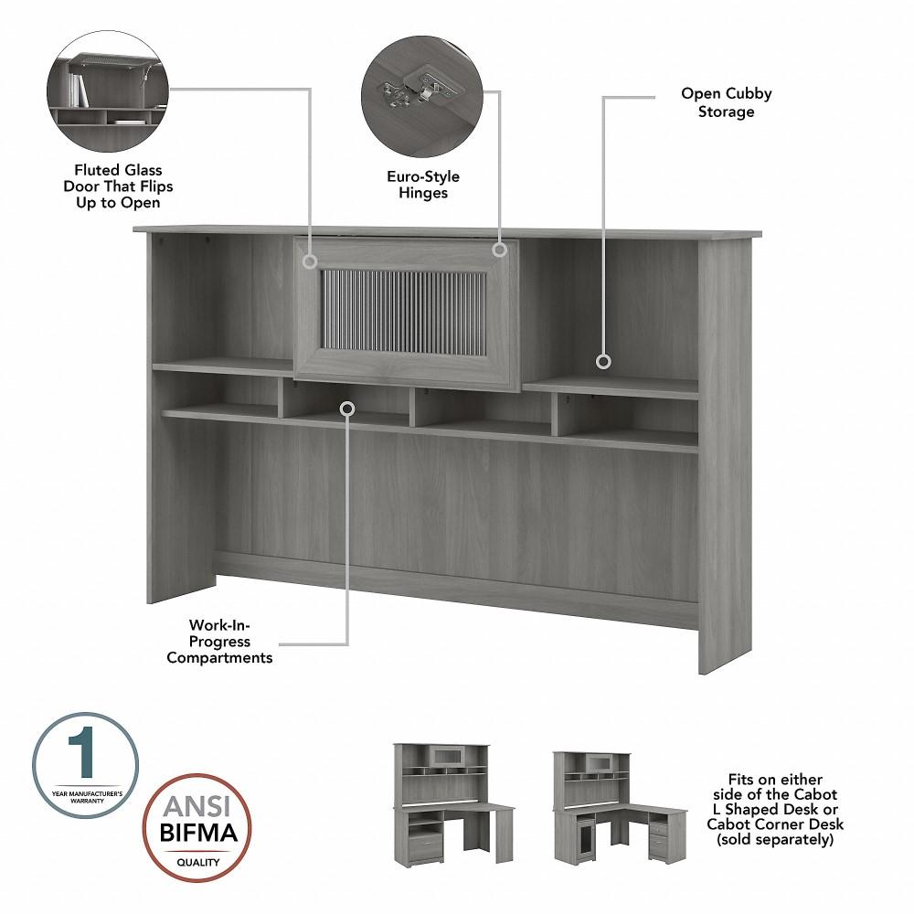 Bush Furniture - Cabot 60W L Shaped Computer Desk with Hutch in Modern Gray - CAB001MG veiw 4