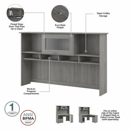 Bush Furniture - Cabot 60W L Shaped Computer Desk with Hutch in Modern Gray - CAB001MG veiw 4