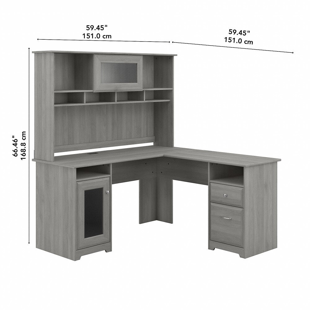 Bush Furniture - Cabot 60W L Shaped Computer Desk with Hutch in Modern Gray - CAB001MG veiw 6