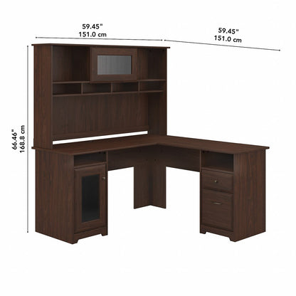 Bush Furniture - Cabot 60W L Shaped Computer Desk with Hutch in Modern Walnut - CAB001MW veiw 6