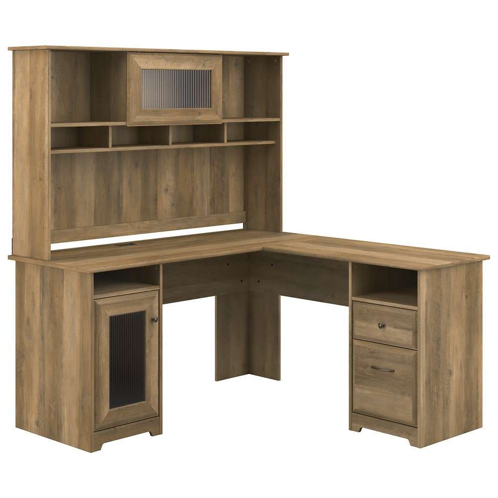 Bush Furniture - Cabot 60W L Shaped Computer Desk with Hutch in Reclaimed Pine - CAB001RCP veiw 1