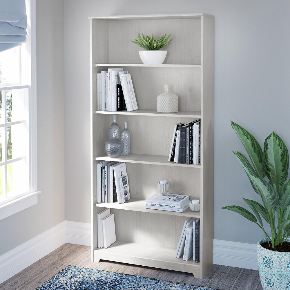 Bush Furniture  -  Cabot Tall 5 Shelf Bookcase in Linen White Oak  - WC31166 veiw 2