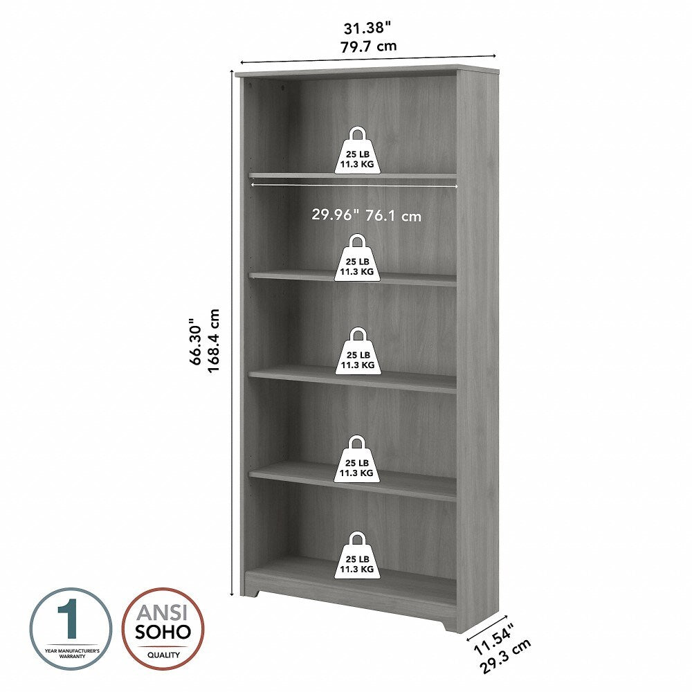Bush Furniture - Cabot Tall 5 Shelf Bookcase in Modern Gray - WC31366 veiw 6
