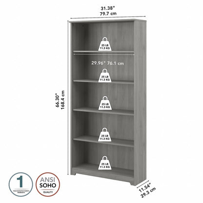 Bush Furniture - Cabot Tall 5 Shelf Bookcase in Modern Gray - WC31366 veiw 6