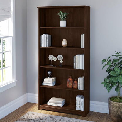 Bush Furniture  -  Cabot Tall 5 Shelf Bookcase in Modern Walnut  - WC31066 veiw 2