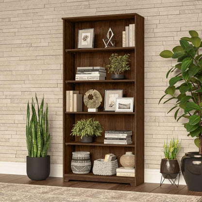 Bush Furniture  -  Cabot Tall 5 Shelf Bookcase in Modern Walnut  - WC31066 veiw 7