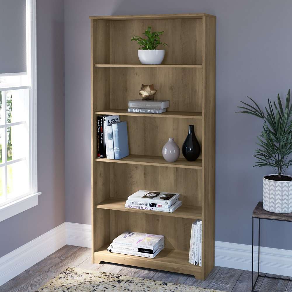 Bush Furniture  -  Cabot Tall 5 Shelf Bookcase in Reclaimed Pine  - WC31566 veiw 4