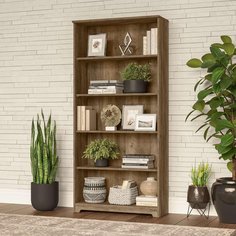 Bush Furniture  -  Cabot Tall 5 Shelf Bookcase in Reclaimed Pine  - WC31566 veiw 8