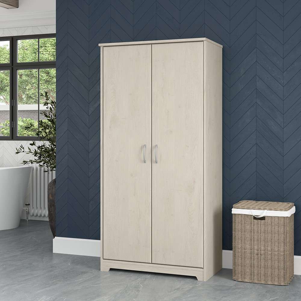 Bush Furniture - Cabot Tall Bathroom Storage Cabinet with Doors in Linen White Oak - WC31199-Z1 veiw 2