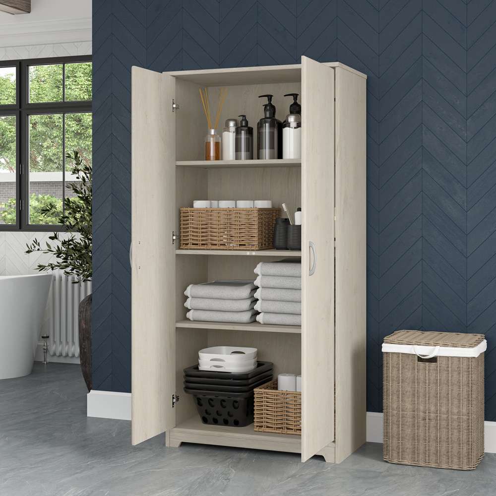Bush Furniture - Cabot Tall Bathroom Storage Cabinet with Doors in Linen White Oak - WC31199-Z1 veiw 7