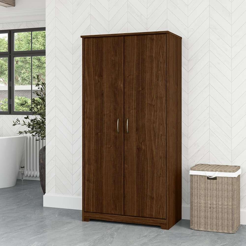 Bush Furniture - Cabot Tall Bathroom Storage Cabinet with Doors in Modern Walnut - WC31099-Z1 veiw 2