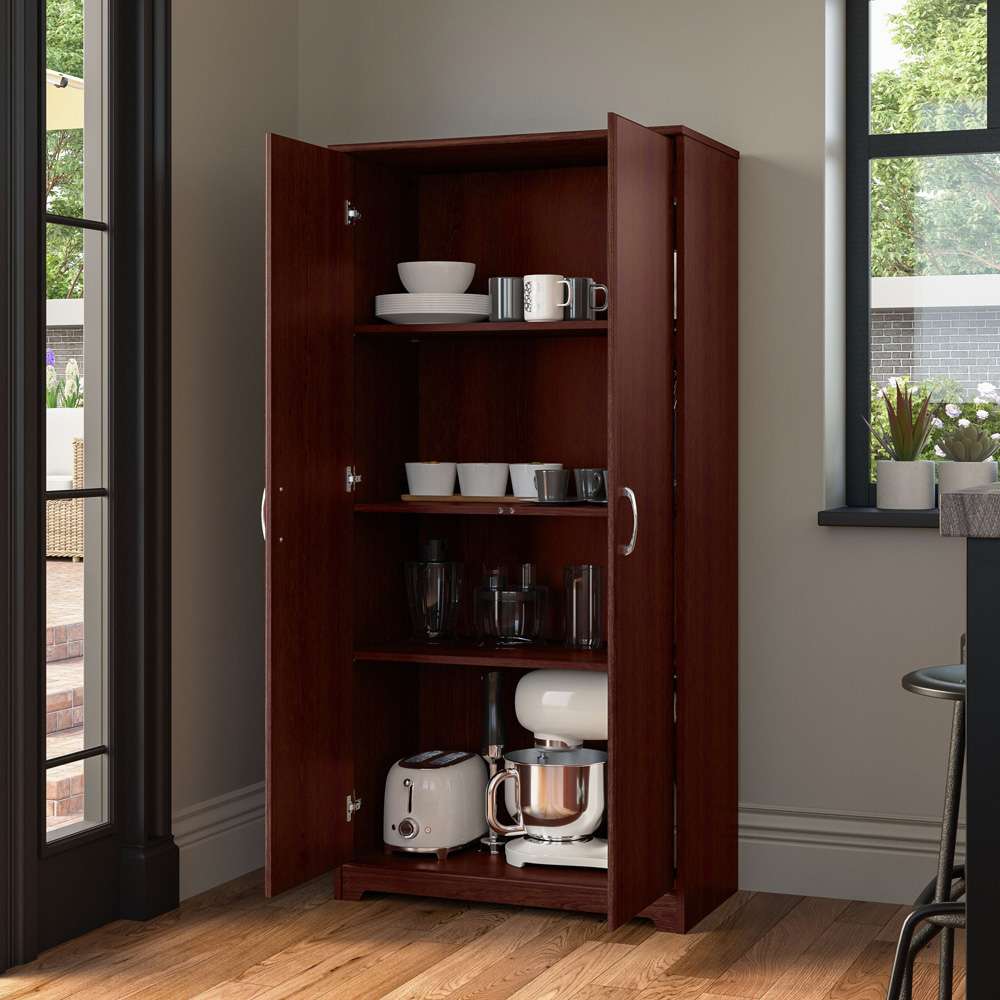 Bush Furniture - Cabot Tall Kitchen Pantry Cabinet with Doors in Harvest Cherry - WC31499-Z veiw 7