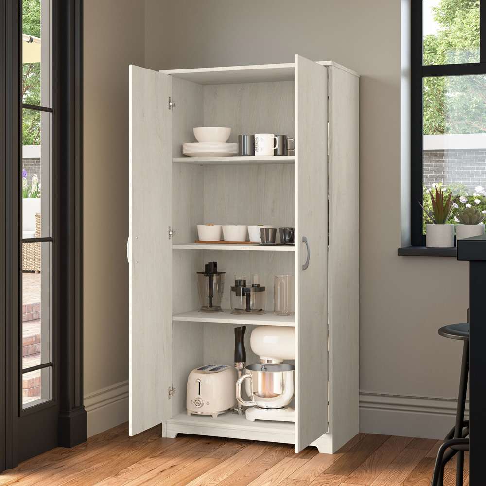 Bush Furniture - Cabot Tall Kitchen Pantry Cabinet with Doors in Linen White Oak - WC31199-Z veiw 7