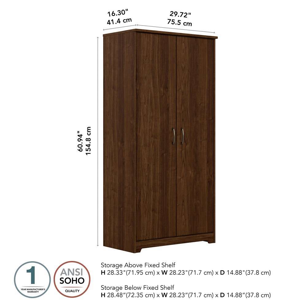 Bush Furniture - Cabot Tall Kitchen Pantry Cabinet with Doors in Modern Walnut - WC31099-Z veiw 5