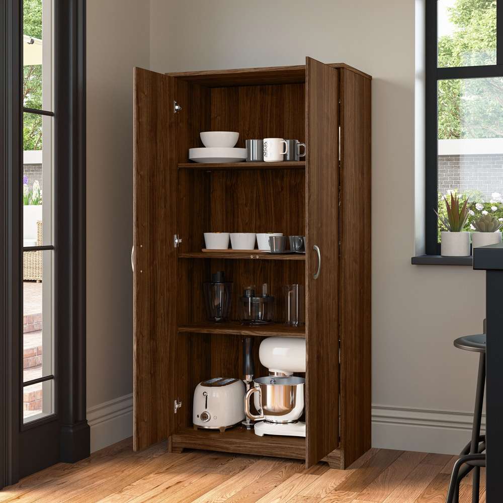 Bush Furniture - Cabot Tall Kitchen Pantry Cabinet with Doors in Modern Walnut - WC31099-Z veiw 7