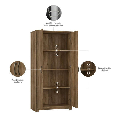 Bush Furniture - Cabot Tall Kitchen Pantry Cabinet with Doors in Reclaimed Pine - WC31599-Z veiw 3