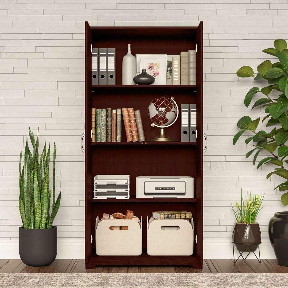 Bush Furniture - Cabot Tall Storage Cabinet with Doors in Harvest Cherry - WC31499 veiw 8