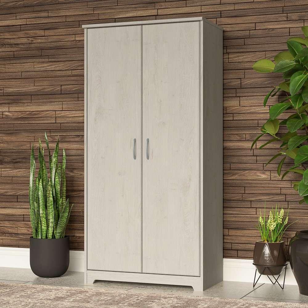 Bush Furniture - Cabot Tall Storage Cabinet with Doors in Linen White Oak - WC31199 veiw 2