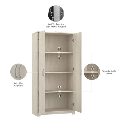 Bush Furniture - Cabot Tall Storage Cabinet with Doors in Linen White Oak - WC31199 veiw 4