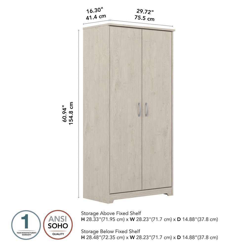 Bush Furniture - Cabot Tall Storage Cabinet with Doors in Linen White Oak - WC31199 veiw 6