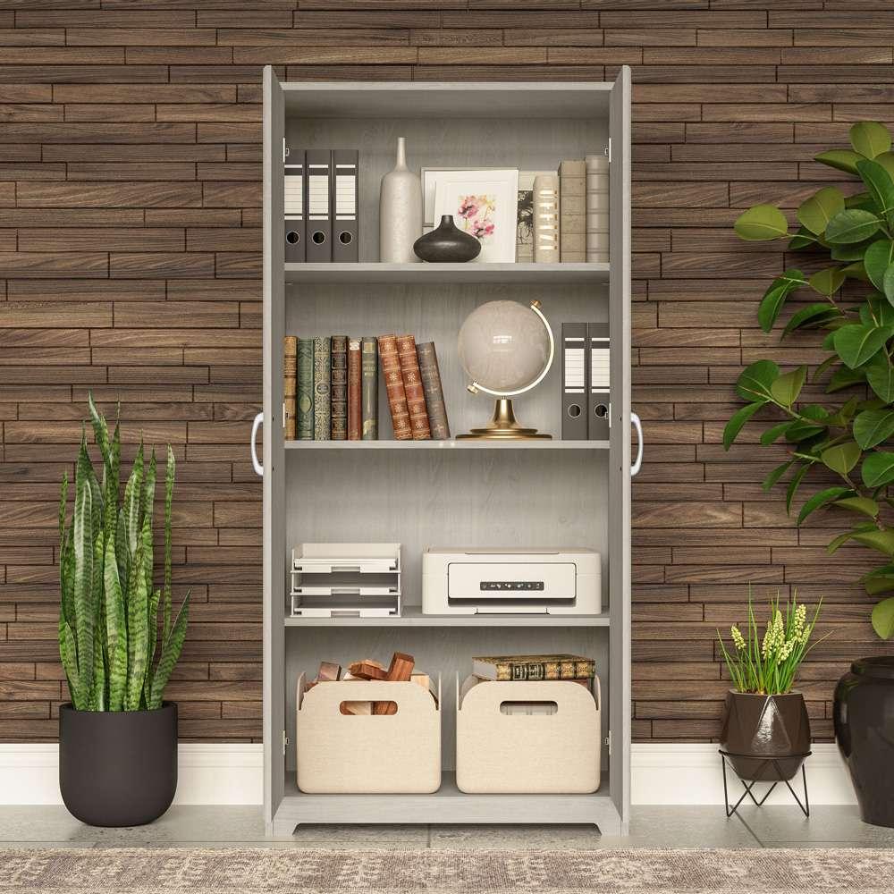 Bush Furniture - Cabot Tall Storage Cabinet with Doors in Linen White Oak - WC31199 veiw 8