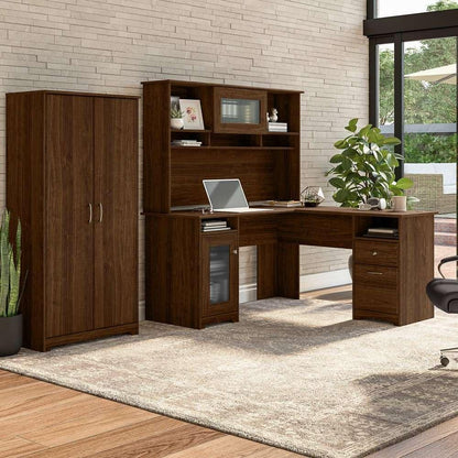Bush Furniture - Cabot Tall Storage Cabinet with Doors in Modern Walnut - WC31099 veiw 3