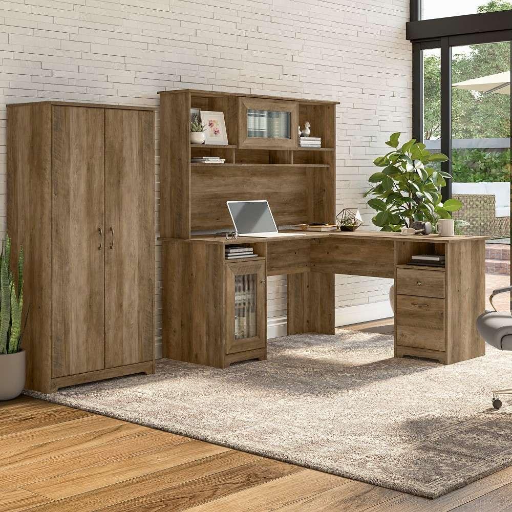 Bush Furniture - Cabot Tall Storage Cabinet with Doors in Reclaimed Pine - WC31599 veiw 3