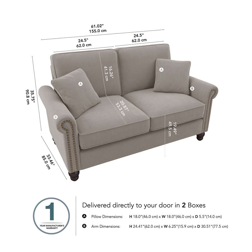Bush Furniture - Coventry 61W Loveseat in Beige Herringbone - CVJ61BBGH-03K veiw 5