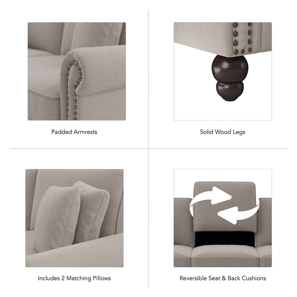Bush Furniture - Coventry 61W Loveseat in Beige Herringbone - CVJ61BBGH-03K veiw 7