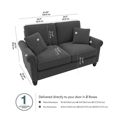 Bush Furniture - Coventry 61W Loveseat in Charcoal Gray Herringbone - CVJ61BCGH-03K veiw 5