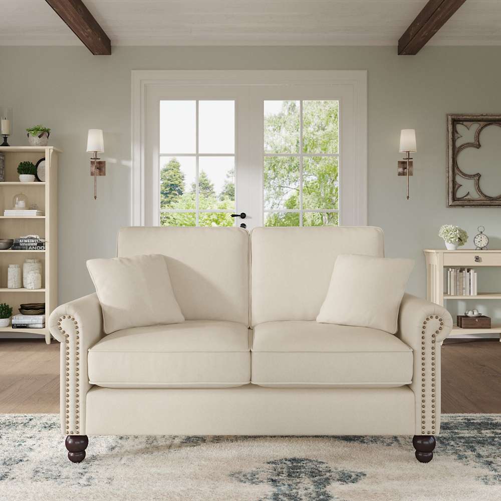 Bush Furniture - Coventry 61W Loveseat in Cream Herringbone - CVJ61BCRH-03K veiw 2