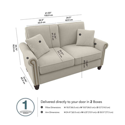 Bush Furniture - Coventry 61W Loveseat in Cream Herringbone - CVJ61BCRH-03K veiw 5