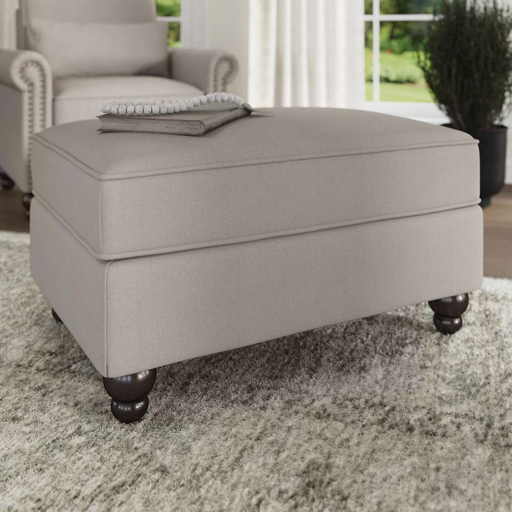 Bush Furniture - Coventry Storage Ottoman in Beige Herringbone - CVO34BBGH-Z veiw 2
