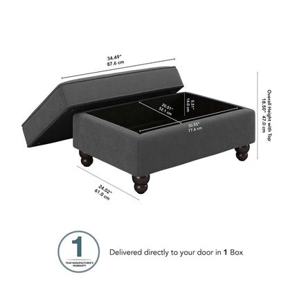Bush Furniture - Coventry Storage Ottoman in Charcoal Gray Herringbone - CVO34BCGH-Z veiw 5