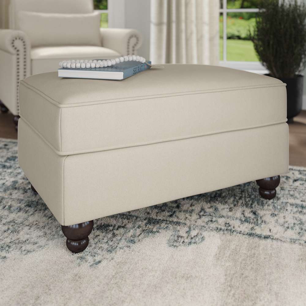 Bush Furniture - Coventry Storage Ottoman in Cream Herringbone - CVO34BCRH-Z veiw 2