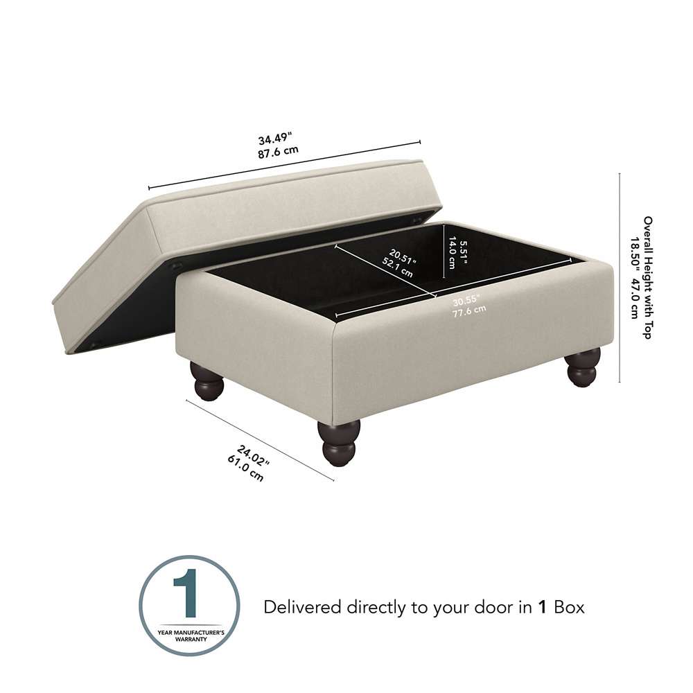 Bush Furniture - Coventry Storage Ottoman in Cream Herringbone - CVO34BCRH-Z veiw 5