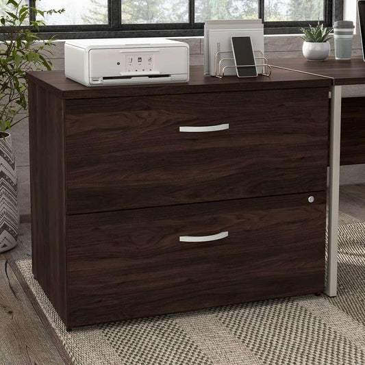 Bush Furniture - Hybrid 2 Drawer Lateral File Cabinet in Black Walnut - Assembled - HYF136BWSU-Z veiw 1