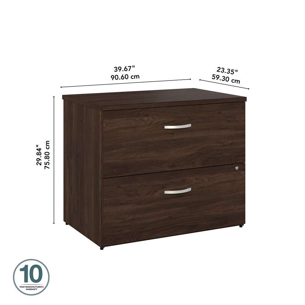 Bush Furniture - Hybrid 2 Drawer Lateral File Cabinet in Black Walnut - Assembled - HYF136BWSU-Z veiw 6