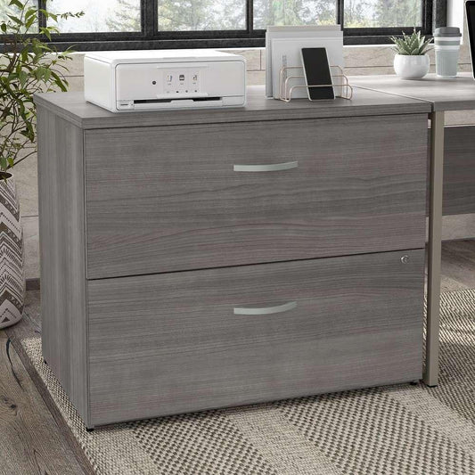 Bush Furniture - Hybrid 2 Drawer Lateral File Cabinet in Platinum Gray - Assembled - HYF136PGSU-Z veiw 1