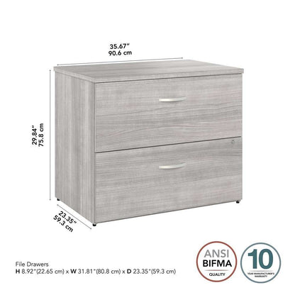 Bush Furniture - Hybrid 2 Drawer Lateral File Cabinet in Platinum Gray - Assembled - HYF136PGSU-Z veiw 5
