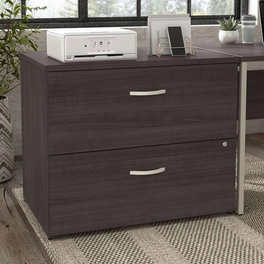 Bush Furniture - Hybrid 2 Drawer Lateral File Cabinet in Storm Gray - Assembled - HYF136SGSU-Z veiw 1