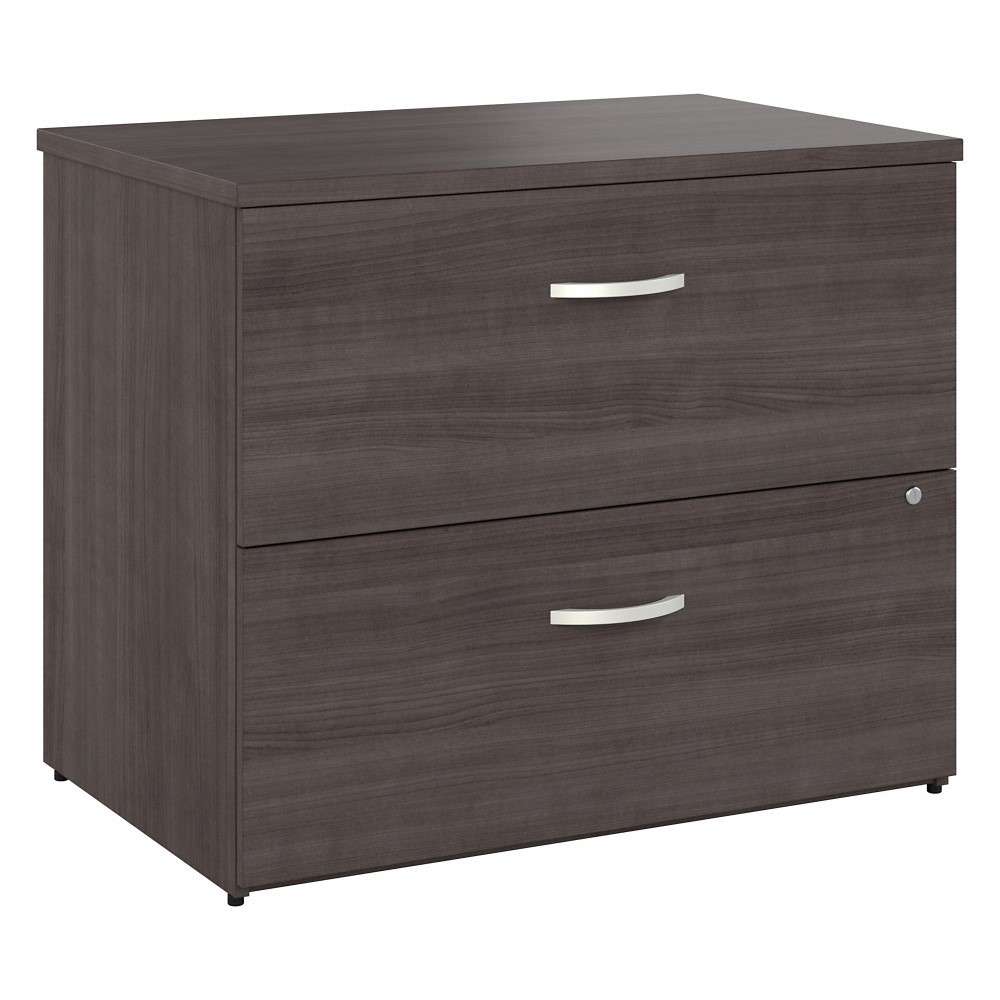 Bush Furniture - Hybrid 2 Drawer Lateral File Cabinet in Storm Gray - Assembled - HYF136SGSU-Z veiw 2