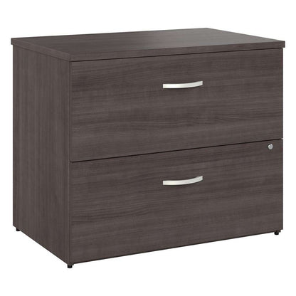 Bush Furniture - Hybrid 2 Drawer Lateral File Cabinet in Storm Gray - Assembled - HYF136SGSU-Z veiw 2