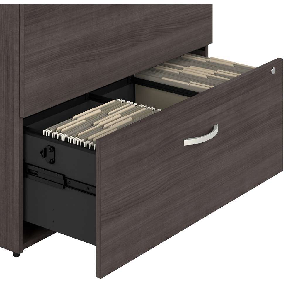 Bush Furniture - Hybrid 2 Drawer Lateral File Cabinet in Storm Gray - Assembled - HYF136SGSU-Z veiw 5
