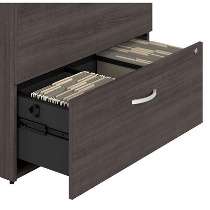 Bush Furniture - Hybrid 2 Drawer Lateral File Cabinet in Storm Gray - Assembled - HYF136SGSU-Z veiw 5
